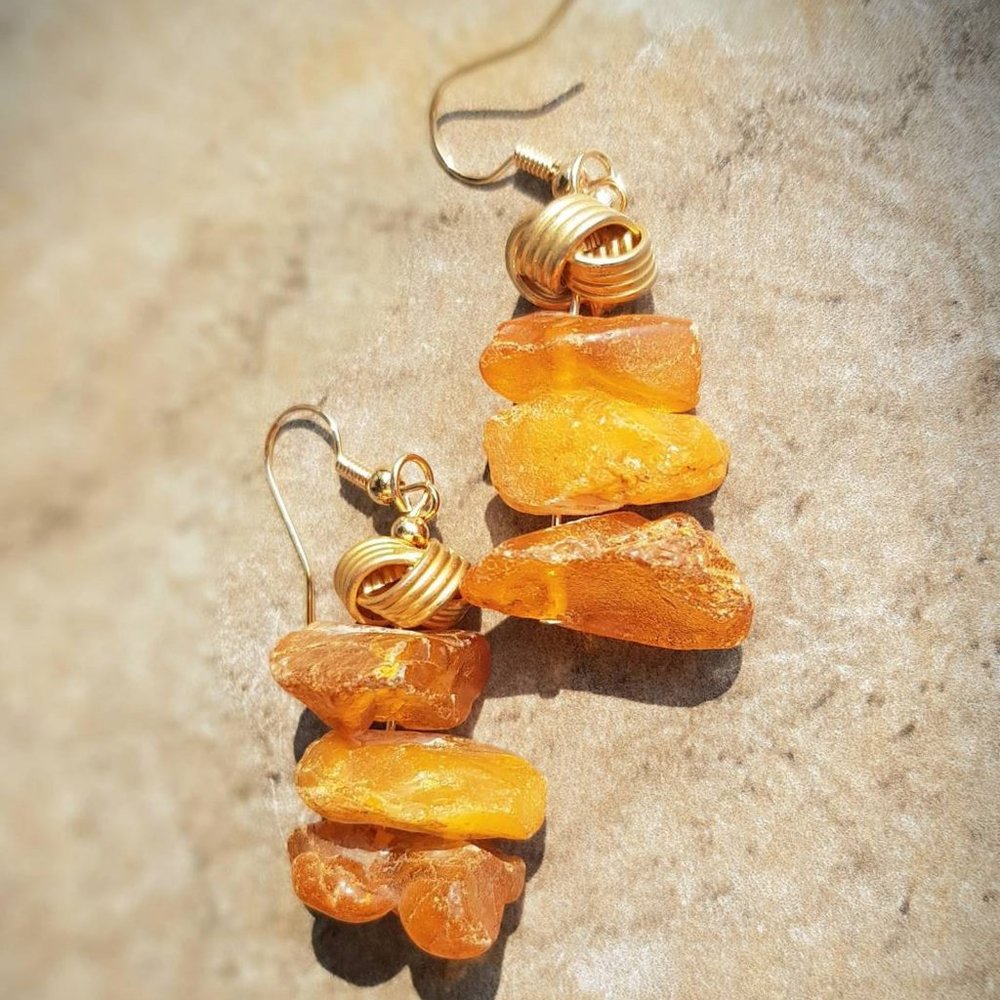 Boho Chic Raw Amber earrings